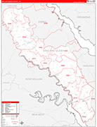 King and Queen County Wall Map Red Line Style